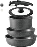 CAROTE Nonstick Cookware Set - Detachable Handle, Stackable, Oven Safe
