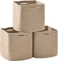 13 Inch Cube Closet Storage Bins - Foldable Cotton Rope Organizers