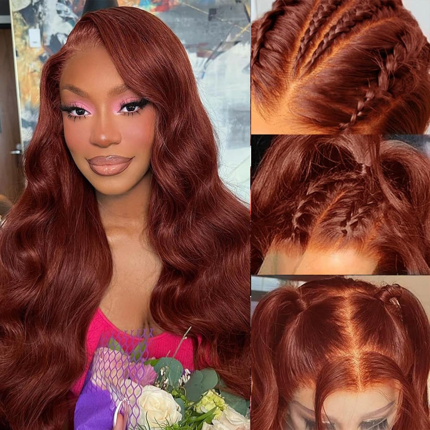 20 Inch Reddish Brown Lace Front Wigs Human Hair for All Occasions
