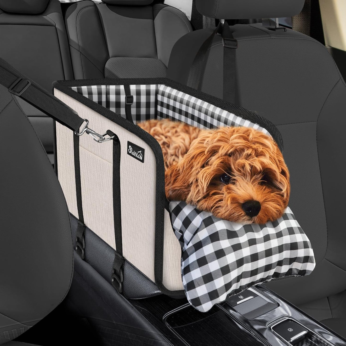 SlowTon Console Dog Car Seat - Portable Booster Seat for Small Dogs
