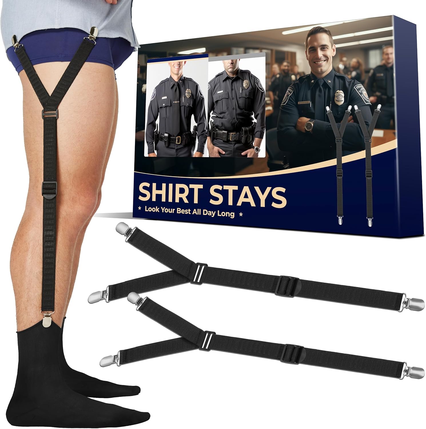 COZIA Shirt Stays: Adjustable Soft Elastic for Perfect Fit