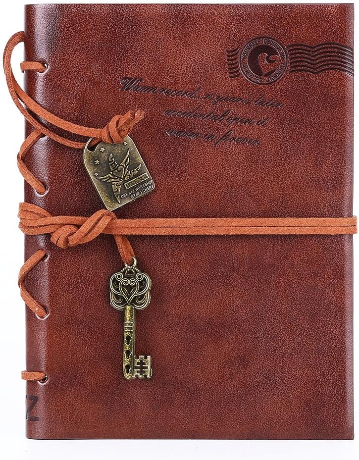 Retro Leather Journal, Unlined Travel Notebook - EvZ