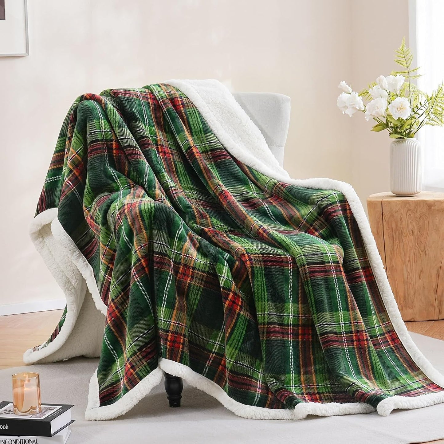 PU MEI Sherpa Fleece Throw Blanket for All Season Use