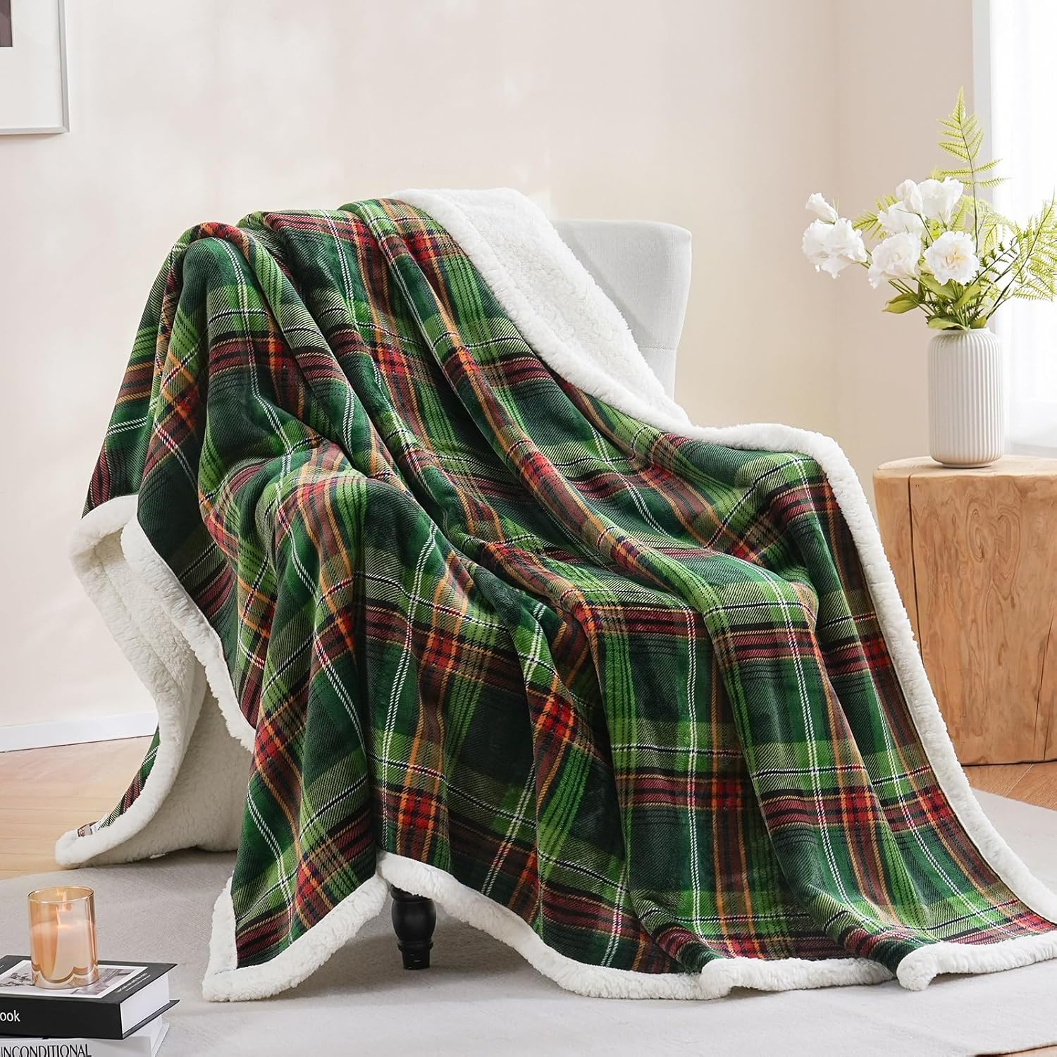 PU MEI Sherpa Fleece Throw Blanket for All Season Use