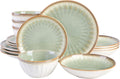 Gibson Elite Mayfair Bay Embossed Double Bowl Dinnerware Set, Service