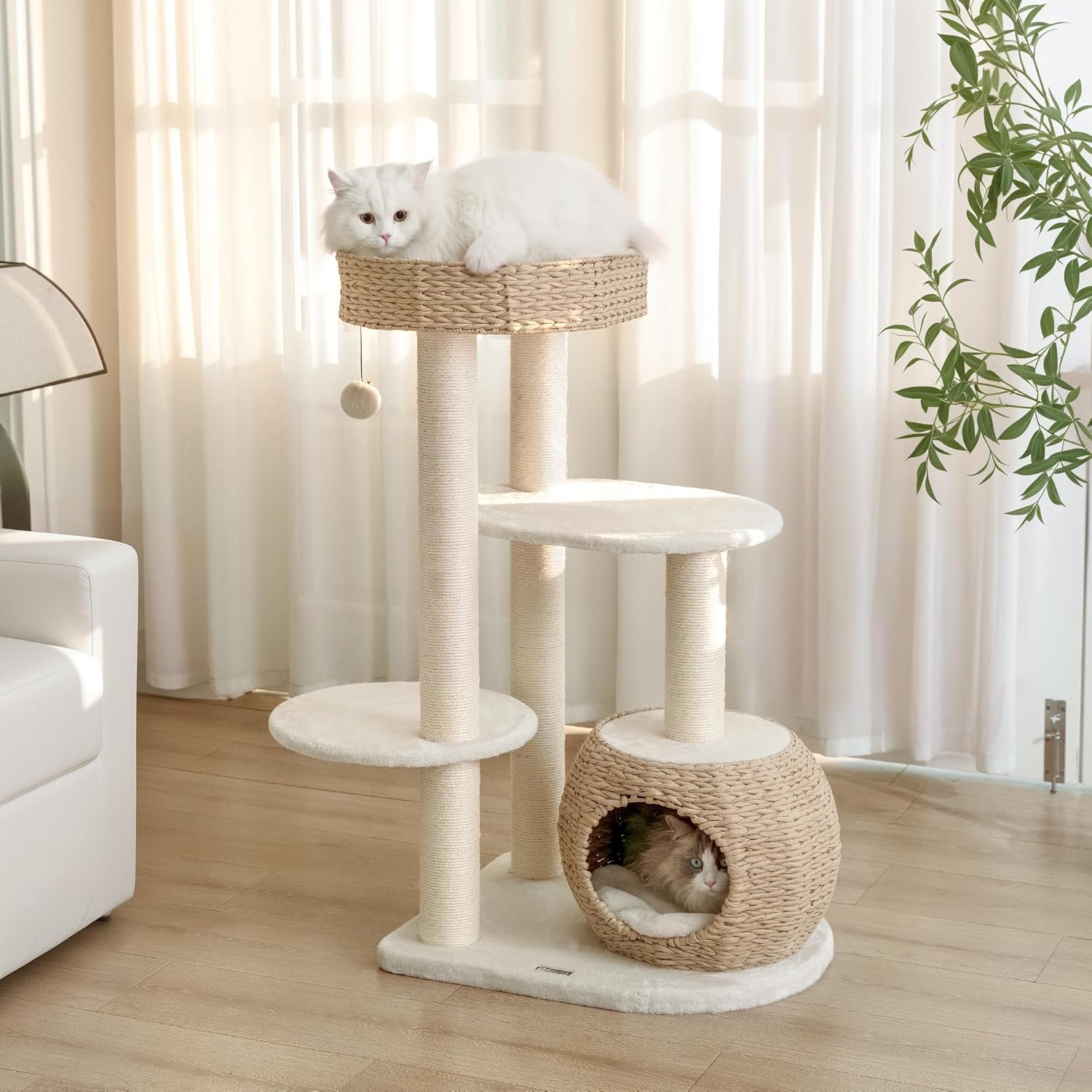 KAMABOKO Modern Cat Tree for Indoor Cats with Sisal Posts