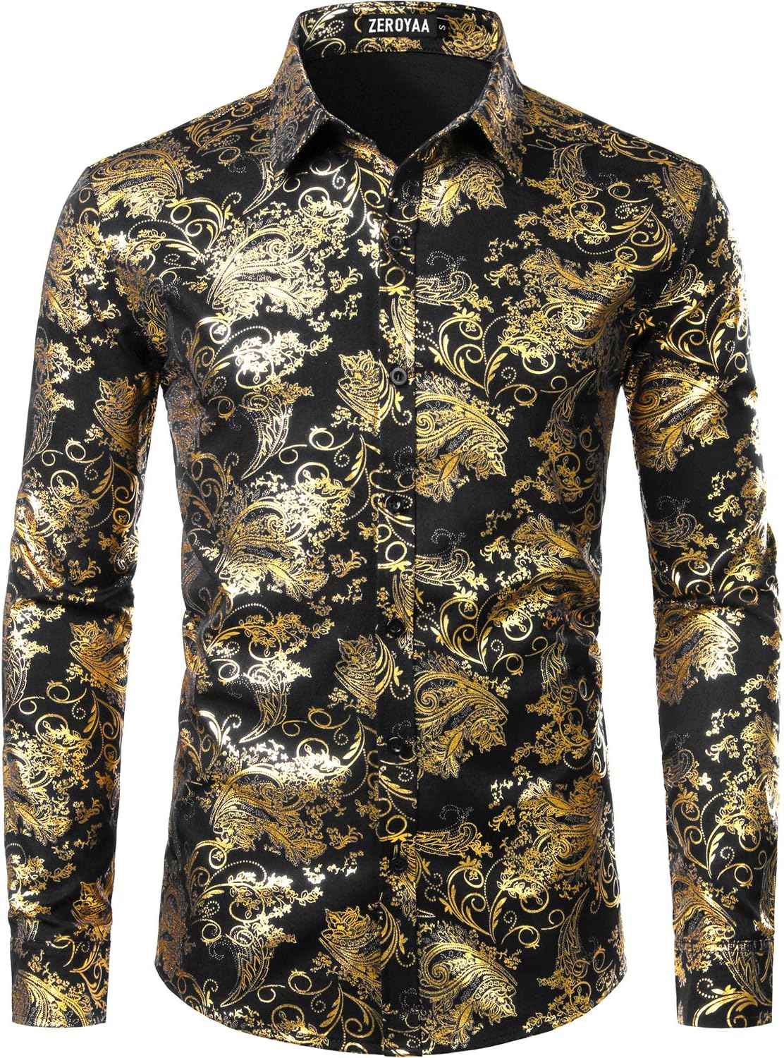 ZEROYAA Men's Luxury Paisley Dress Shirt for Parties and Events