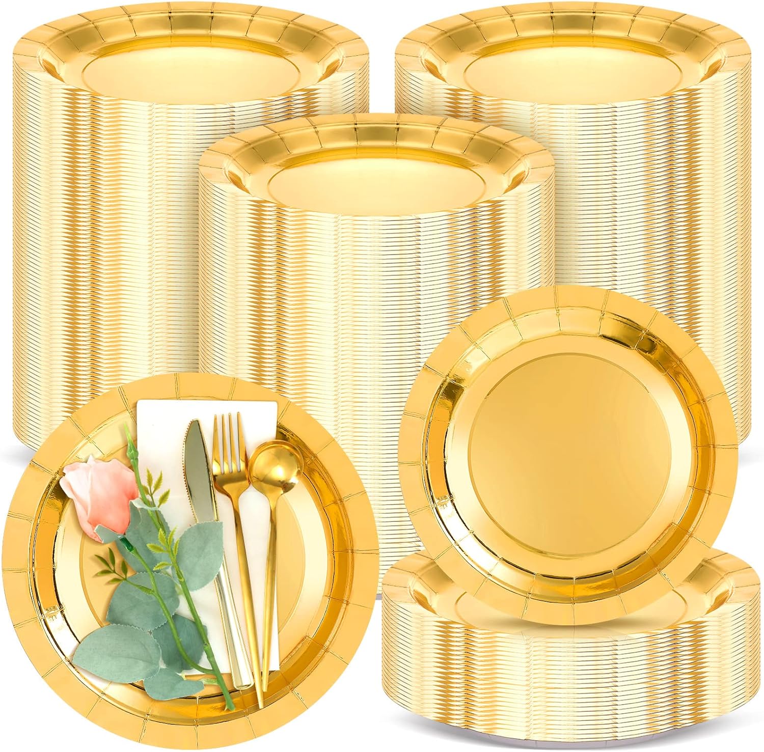 Gold Disposable Charger Plates - 13 Inch Heavy Duty