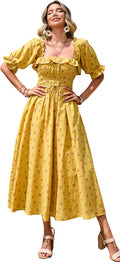 Women Summer Cotton Ruffled Backless A Line Flowy Long Dress - Elegant