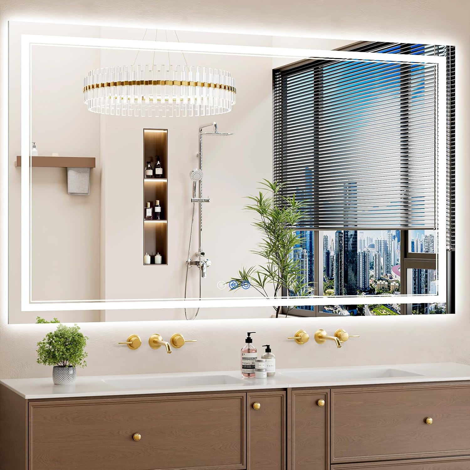 36x60 LED Bathroom Mirror with Lights, Anti-Fog, Dimmable