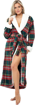 Alexander Del Rossa Sherpa Robe for Women Long Hooded Plush Robe