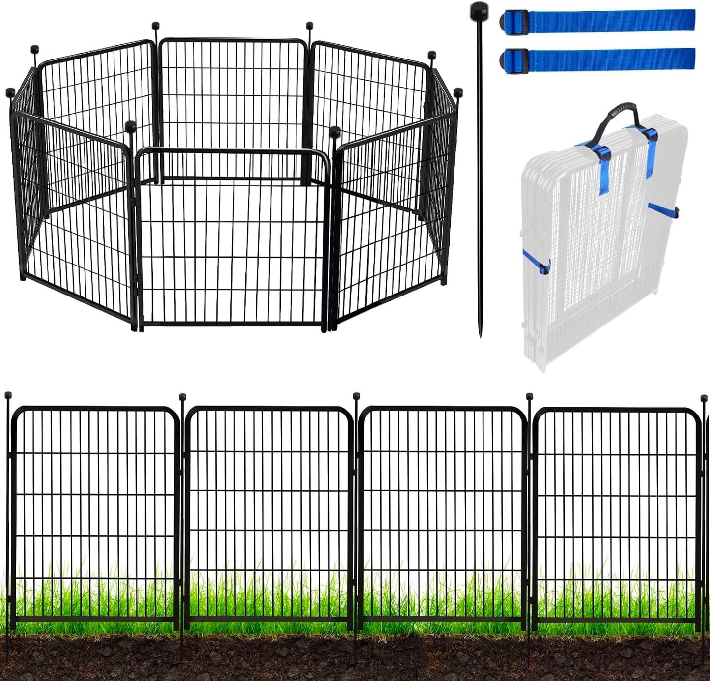 ADAVIN Tall Garden Fence Animal Barrier for Dogs Outdoor Use