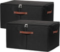 2 Pack Storage Bins with Zipper Lid Cotton Linen Fabric - Extra Large