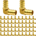 50 Pack 1/2 PEX Fittings for Plumbing Jobs - Durable Brass Elbows