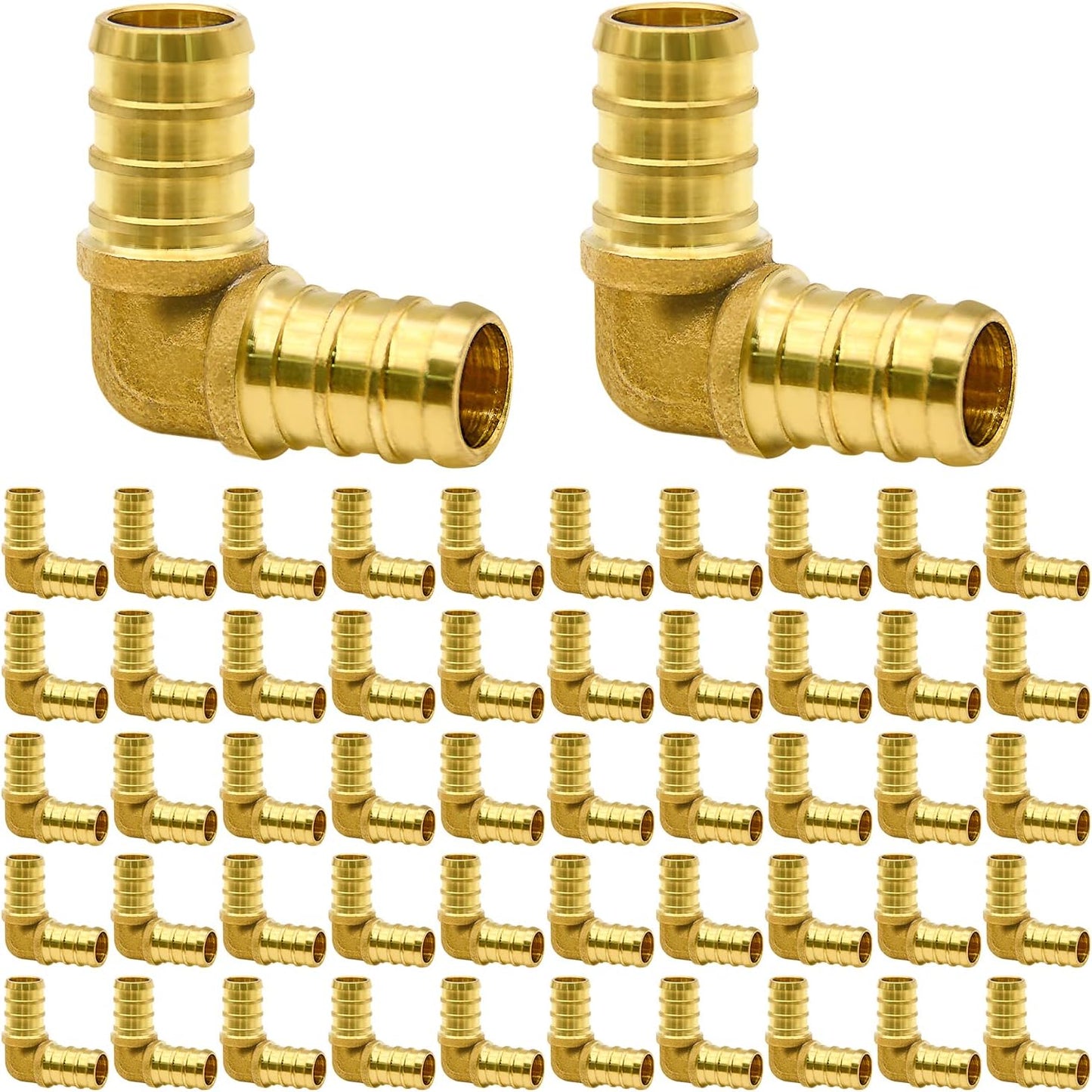50 Pack 1/2 PEX Fittings for Plumbing Jobs - Durable Brass Elbows