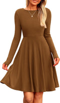 Women's Fall Short Ribbed Knit A Line Dress - Flowy Casual Elegance