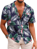 Mens Hawaiian Shirt Short Sleeve Tropical Beach Button Down - Cool