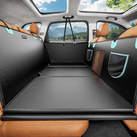 Back Seat Extender for Dogs with PU Leather and Hard Bottom