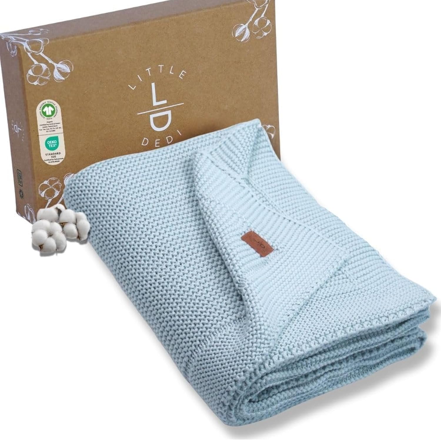 100% Organic Cotton Baby Knitted Blanket - Soft Toddler Gift