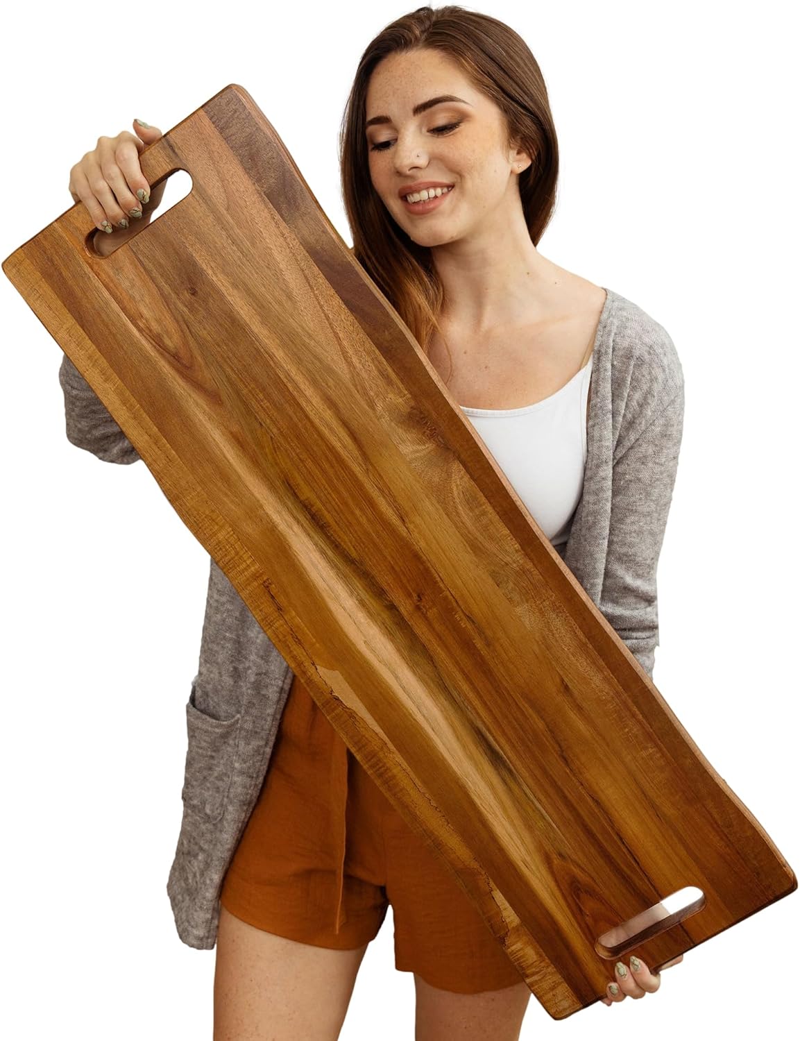 Large Acacia Serving Board with Handles for Charcuterie Platter