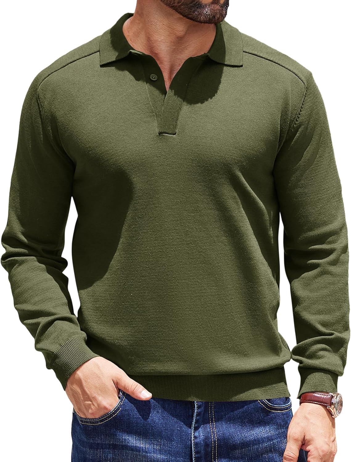 COOFANDY Mens Knit Polo Sweater for Stylish Casual Wear