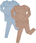 AVAUMA Stripe Pattern Baby Pajama Set - Soft Ribbed Sleepwear style