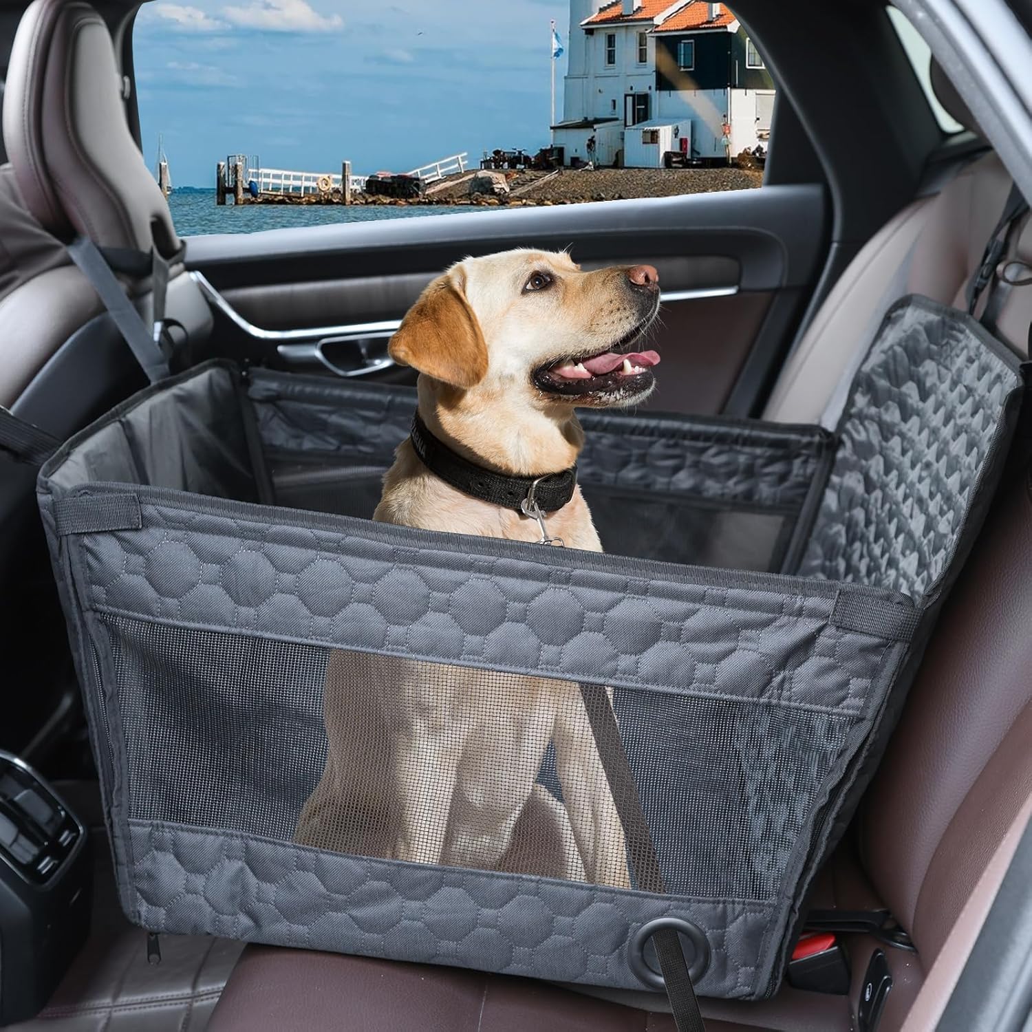 Dog Car Seat for Large Medium Dogs - Waterproof & Breathable