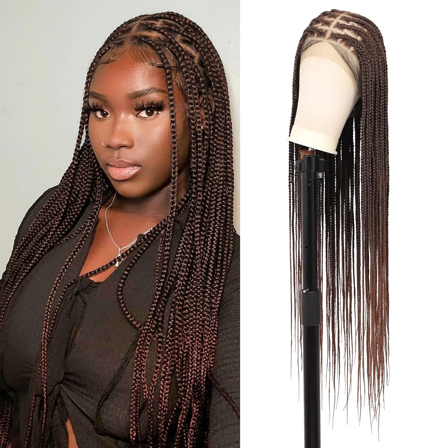 Brinbea 360 HD Lace Front Braided Wigs for Women - 36 in Style