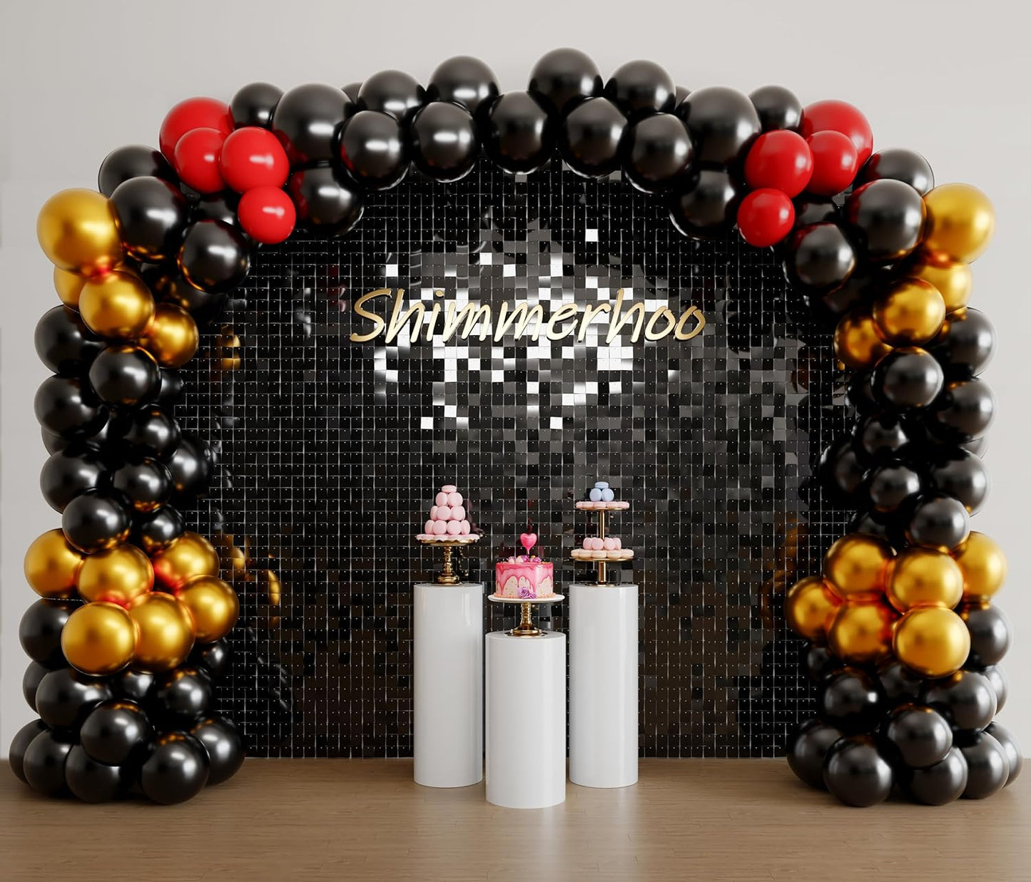 Black Shimmer Wall Backdrop Panel for Stunning Party Decor