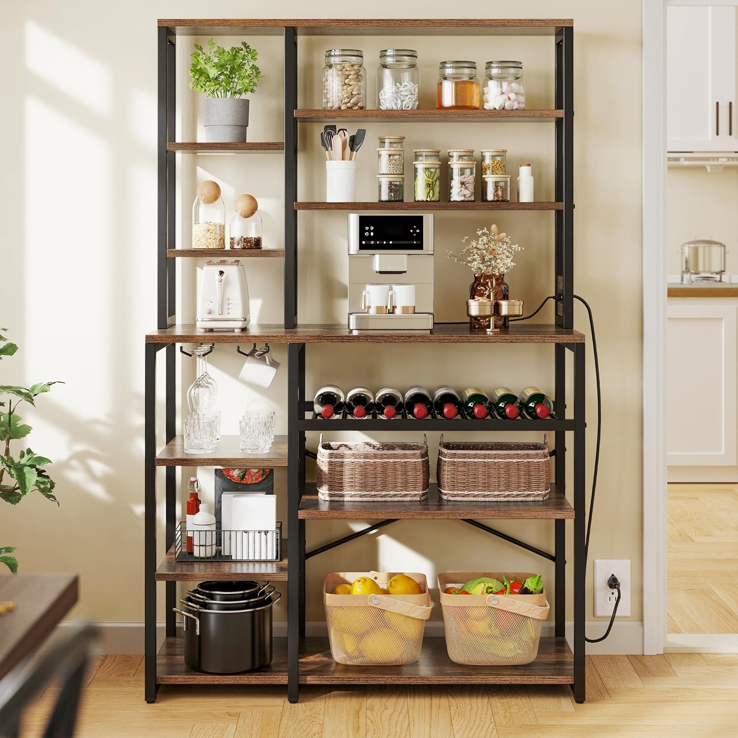 YITAHOME Kitchen Microwave Stand with Power Outlet and Storage