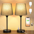 Black Lamp for bedrooms Set of 2 - Nightstand Lamp with USB C Port