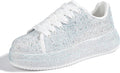 Rhinestone Platform Sneakers for Women - Sparkly Bridal Walking Shoes