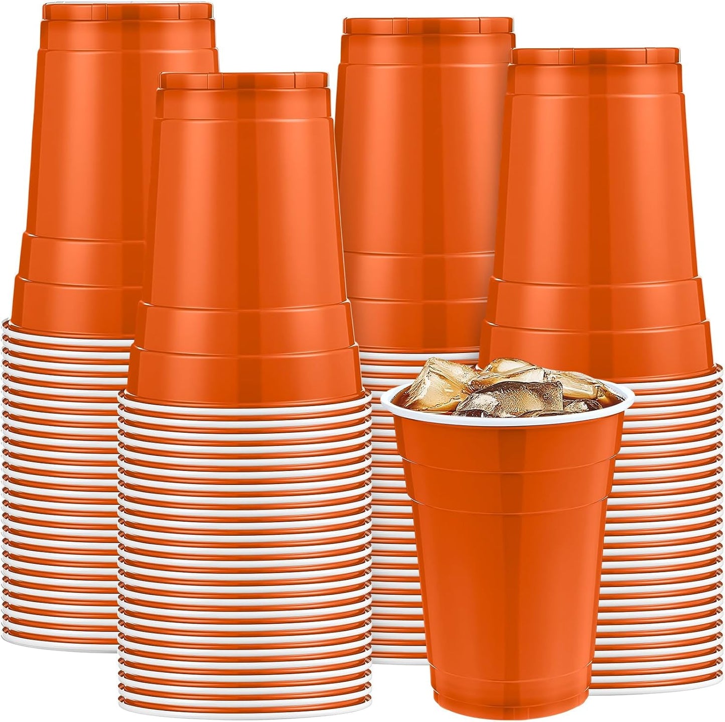 200 Pack 16 oz Plastic Cups for Parties and Events in Orange