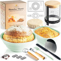 Sourdough Starter Kit Green - 14pc Banneton Proofing Set for Artisan