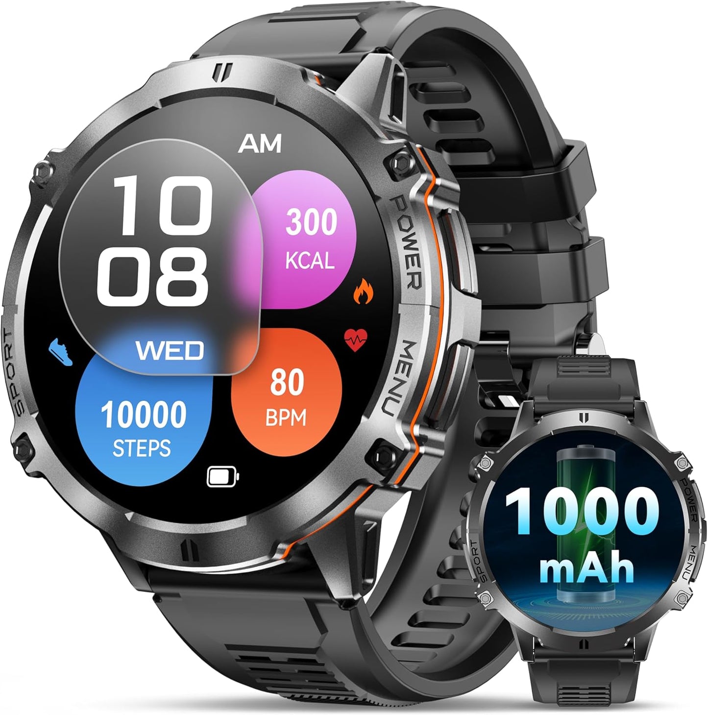 OUKITEL Smart Watch for Men with 1000mAh Battery Life