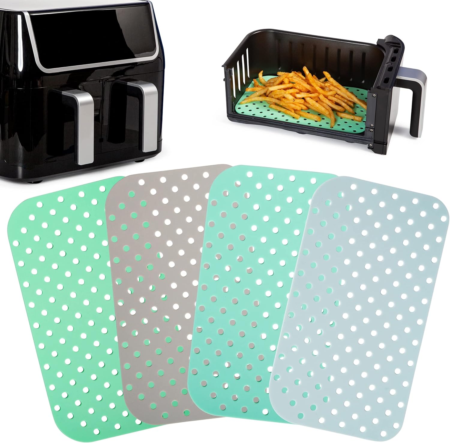 Cee & Dee Reusable Silicone Air Fryer Liners - 4pc Set