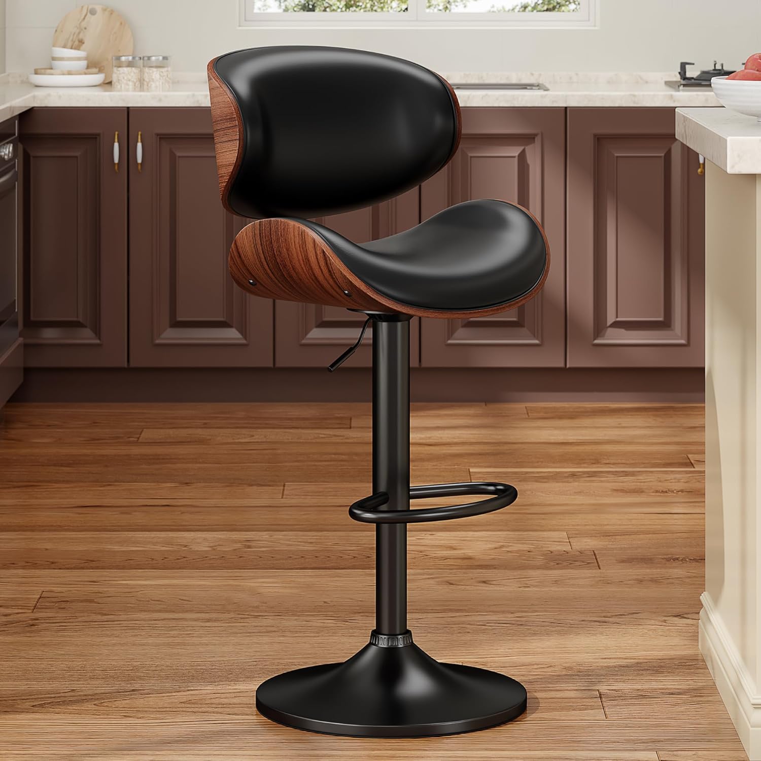 Swivel Bar Stools for Kitchen Counter, Adjustable Bentwood