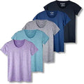 Real Essentials 5 Pack Women's Dry Fit Crew Neck Tee - Stretch Comfort