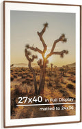 27x40 Walnut Picture Frame Solid Wood with Rounded Corners - Natural