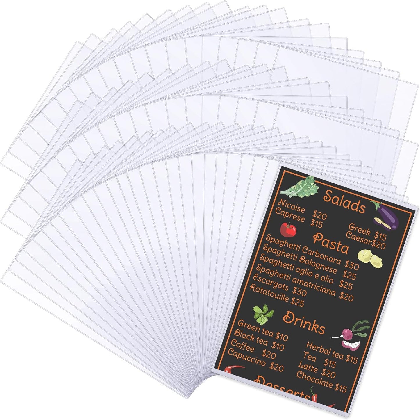 145 Pcs Heavy Duty Menu Cover Rigid Print Protectors for Documents