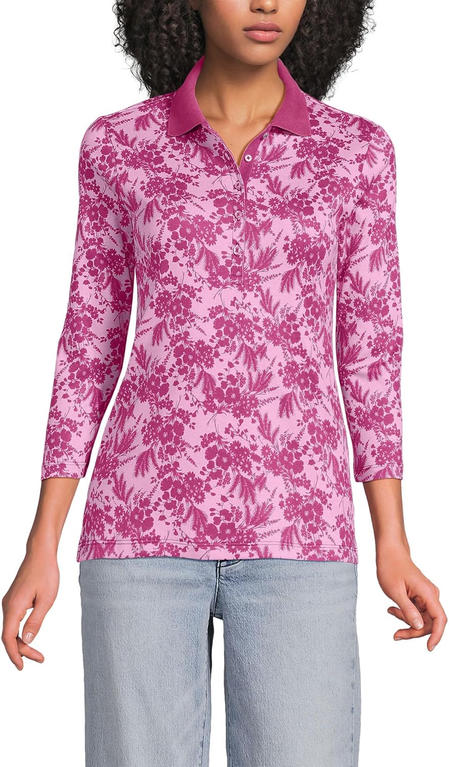 Lands' End Women's 3/4 Sleeve Supima Cotton Polo Shirt Review
