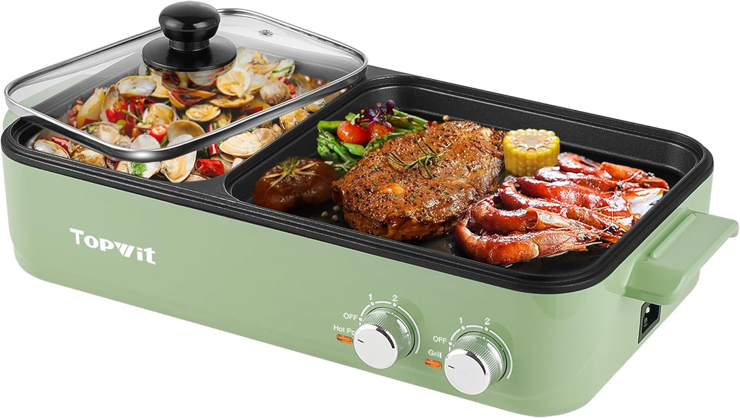 Topwit Hot Pot Electric Grill for Indoor BBQ and Shabu Shabu