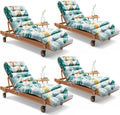 4 Pack Yellow-Green Leaf Chaise Lounge Cushion 75.1 x 22.8 x 4.7 in