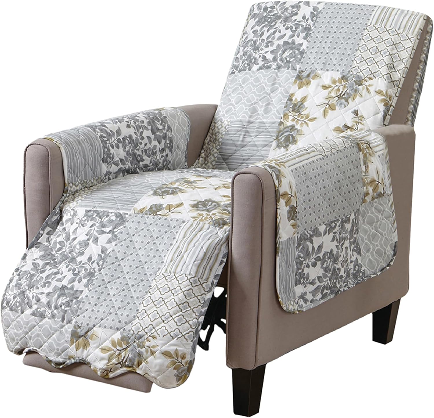 Reversible Patchwork Recliner Chair Cover for Pets and Kids
