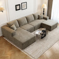 135.4in Cloud Modular Sectional Sofa in Camel - Left Chaise