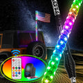 Spiral RGB LED Whip Light 3FT with Spring Base - Visible Safety