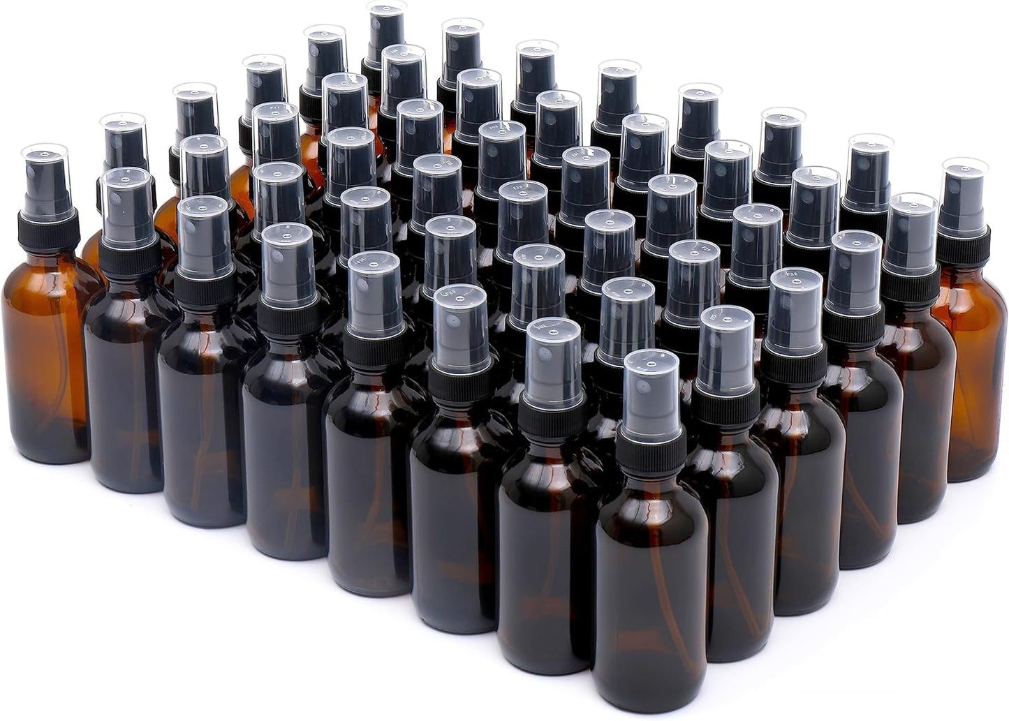 Mini Amber Spray Bottles 2oz 48 Pack - Ideal for Cleaning & Skincare