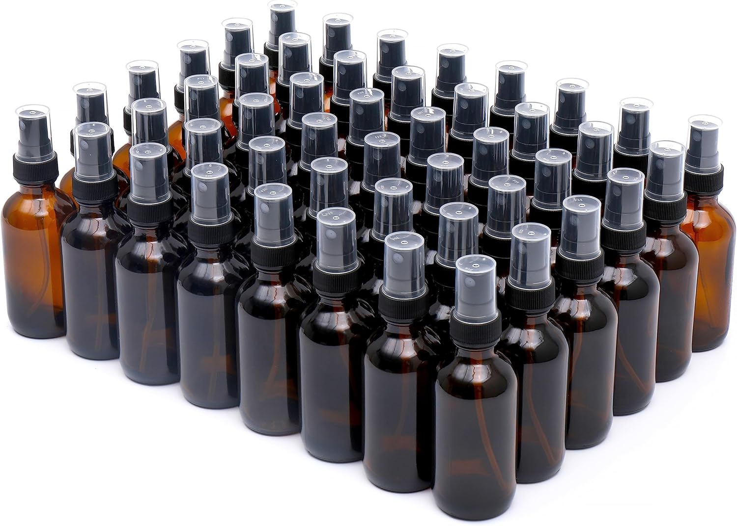 Mini Amber Spray Bottles 2oz 48 Pack - Ideal for Cleaning & Skincare