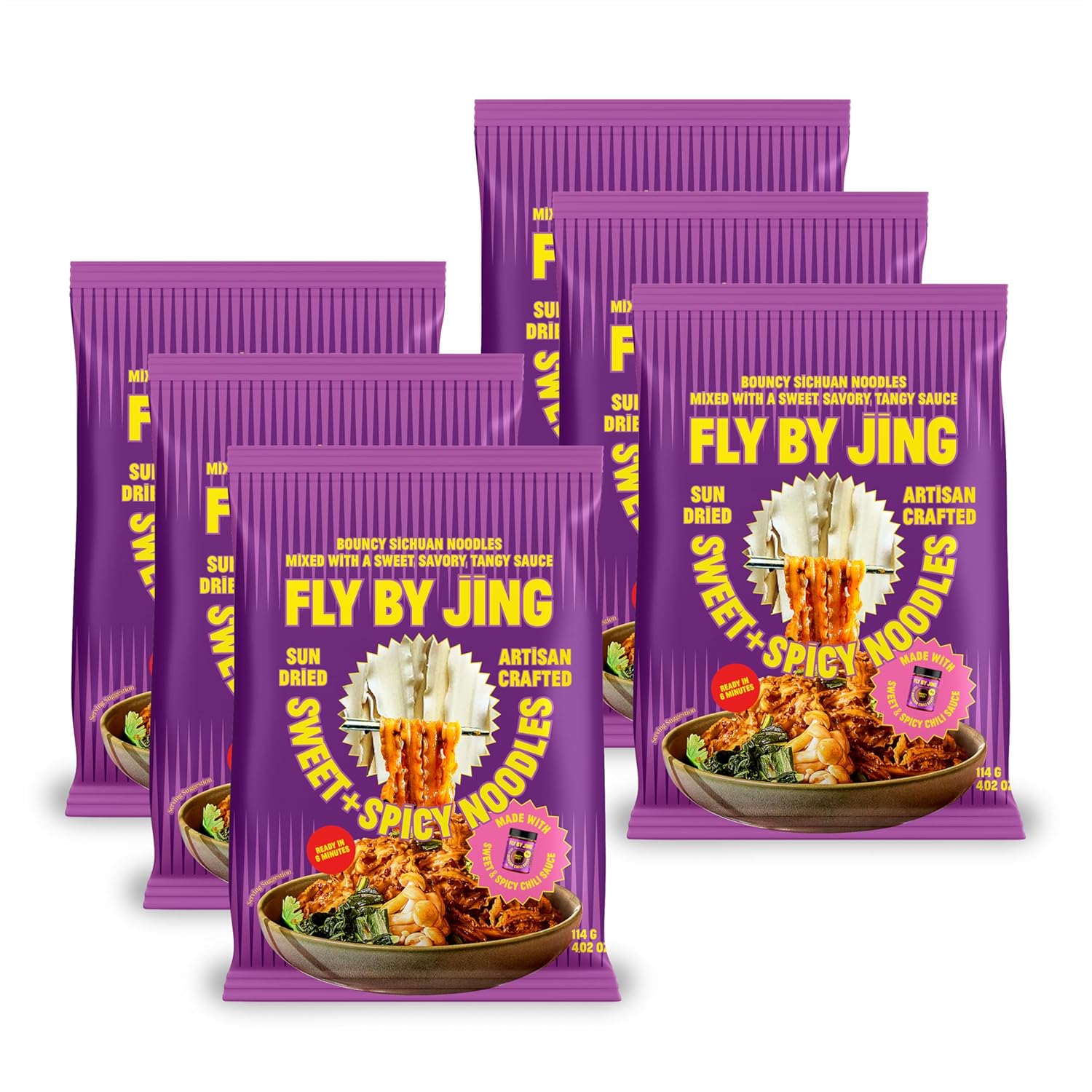 FLYBYJING Sweet & Spicy Noodles - Bold Sichuan Flavor in 6 Mins