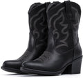 Women's Suede Western Ankle Boots - Pointed Toe Cowgirl Style